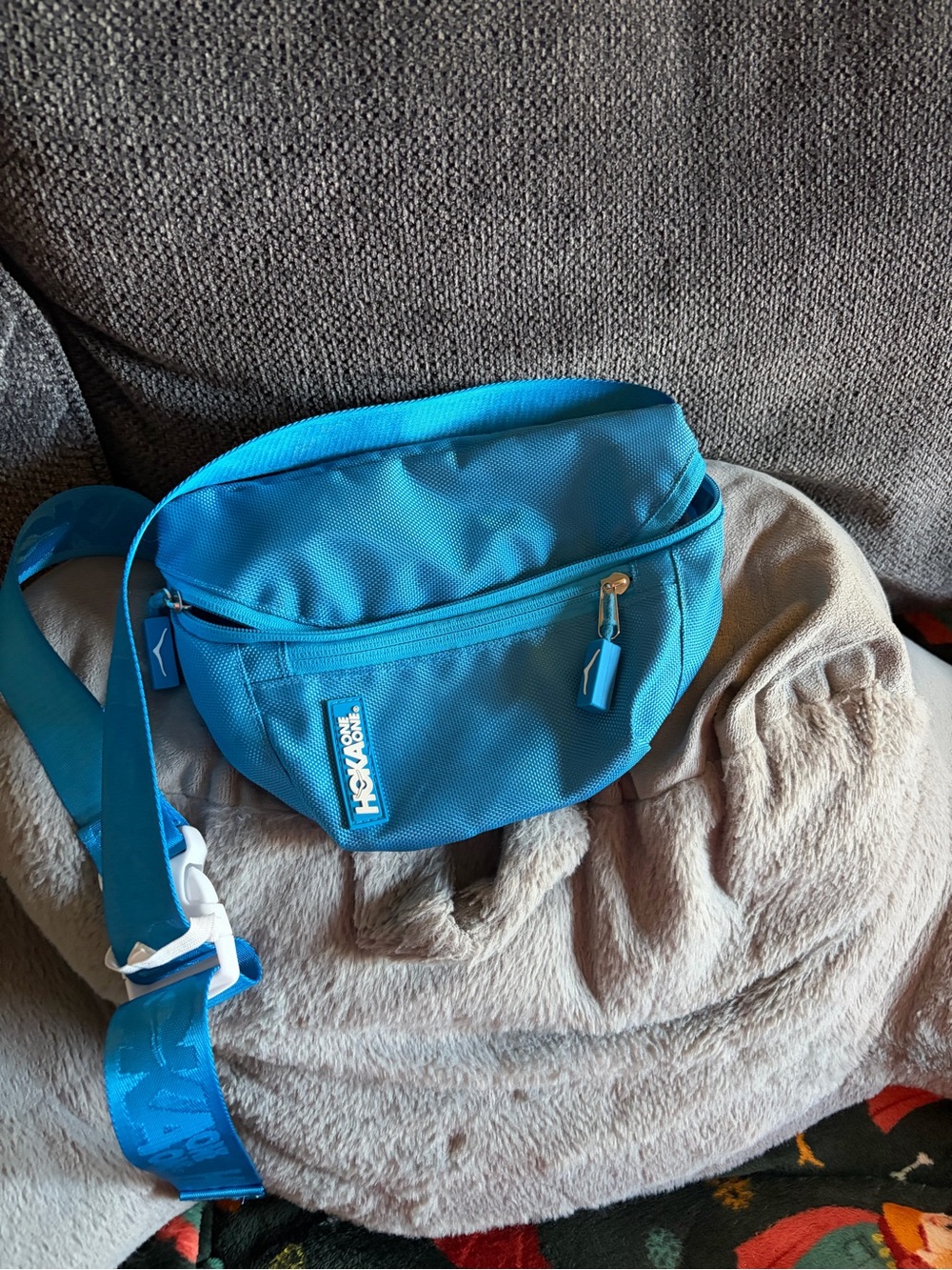 Hoka Bright Aqua Blue Nylon Waist Pack